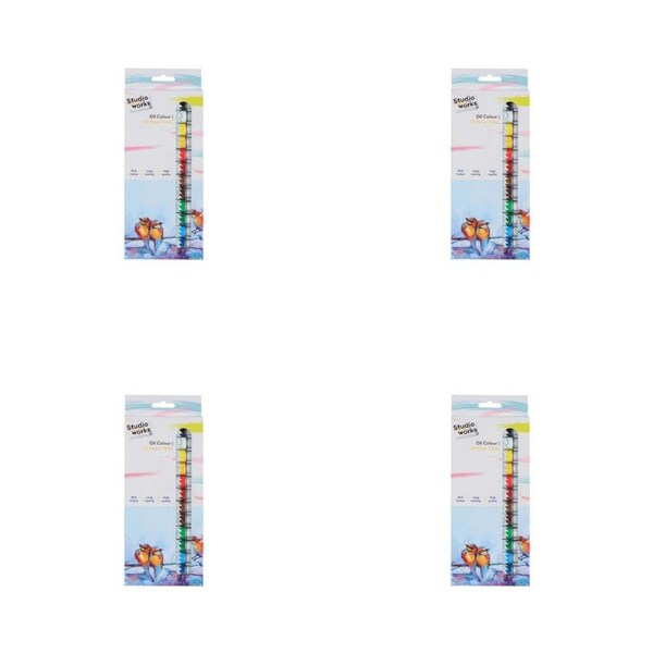 4x 12pc Studio Works High Quality Long Lasting Oil Colours In Window Box 12ml