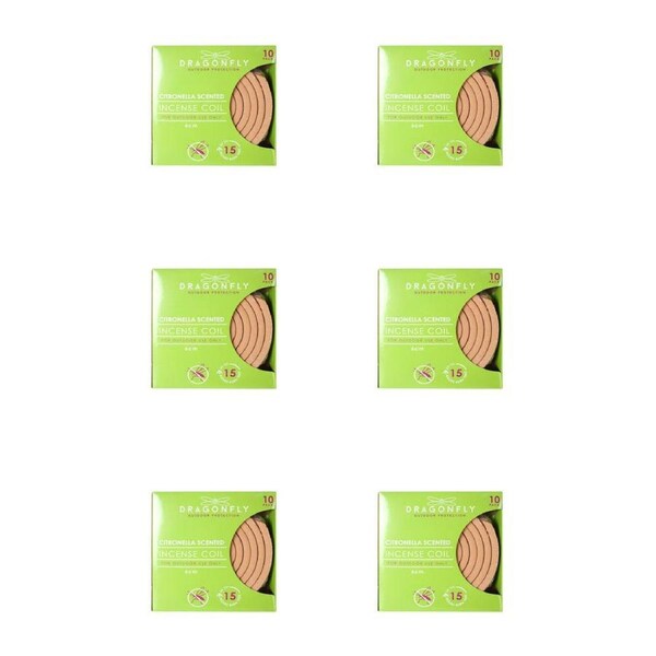 6x 10pc Dragonfly Citronella Scented Incense Coil Mosquito Repellent PDQ 10cm