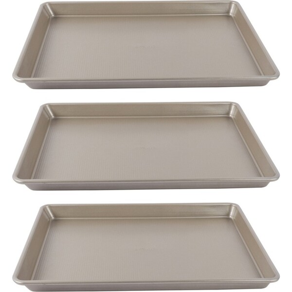3x Urban Kitchen Rose Gold Baking Tray Durable Quality Bakeware All Recipes 38cm