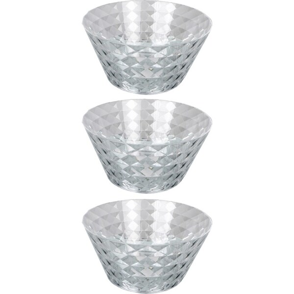 3x Urban Kitchen Salad Bowl Clear Plastic Ideal for Fresh Salads & Serving 25cm