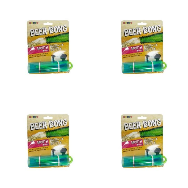 4x Razoo Beer Bong Drinking Game Fun Party Activity Compact & Portable 18x14cm