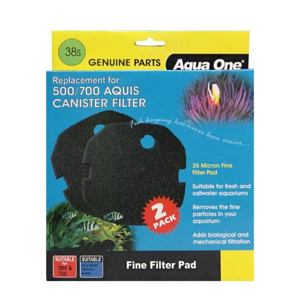 Aqua One Fine Filter Pad 38s for 500/700 Aquis Canister Filter (Pack of 2)