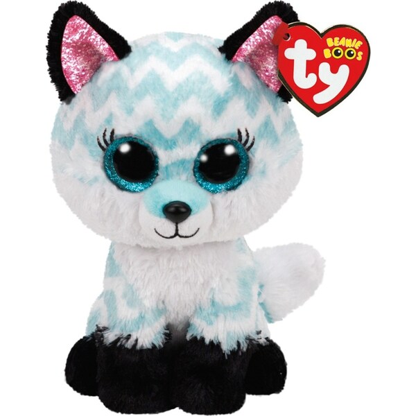 TY Beanie Boos Atlas - Aqua Chevron Fox Medium Kids/Childrens Plush Toy 3y+