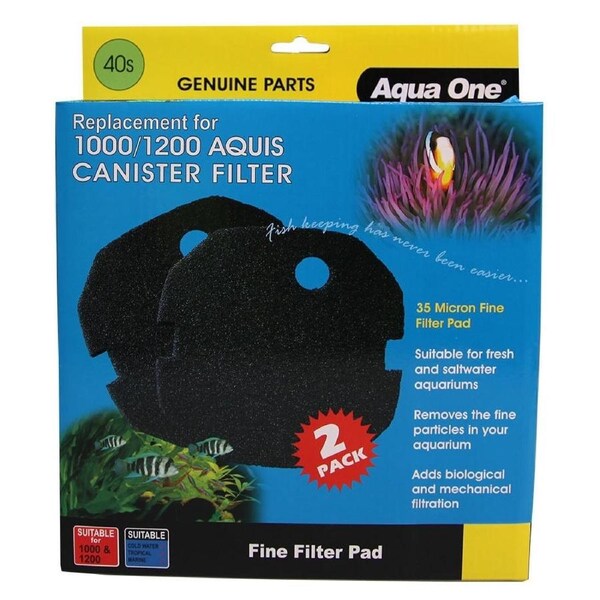 Aqua One Fine Filter Pad 40s for 1000/1200 Aquis Canister Filter (Pack of 2)