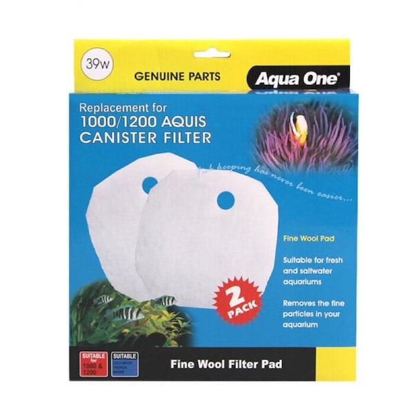 Aqua One Fine Filter Wool Pad 39w for 1000/1200 Aquis Canister Filter (Pack of 2)