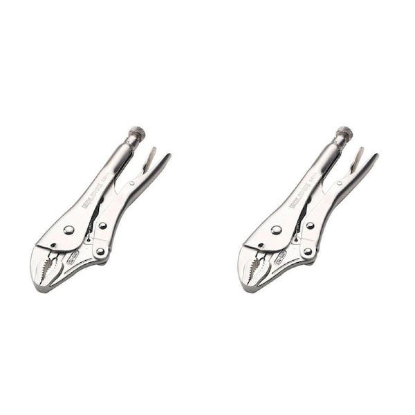 2PK Eclipse Pro Tools Steel Clamp Locking Plier Curved Jaw w/Cutter 250mm Silver