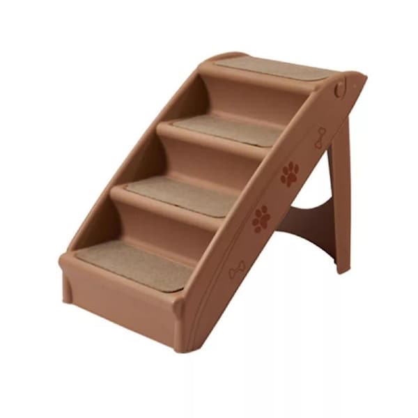 Brown Portable Pet Ramp Indoor Dog Steps Stairs Cat Foldable Ladder For Bed Sofa