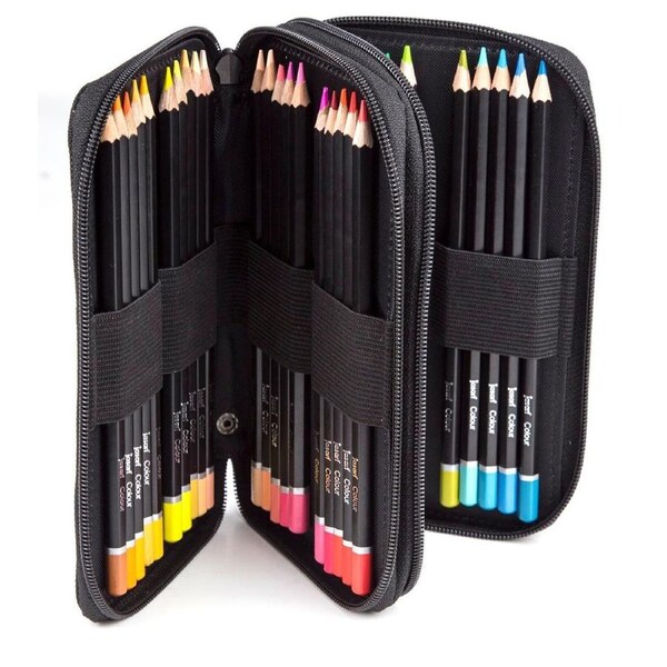 Jasart 48-Pencil Case Storage Organiser Writing Stationery Holder 20x12cm Black