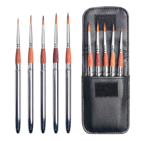 5pc Jasart Voyager Watercolour Metal Brush Handle Set w/ Pocket Travel Case BLK