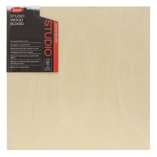 Jasart Studio 1 1/2" Thick Edge 12x12" Wooden Artist Board Art Painting/Drawing