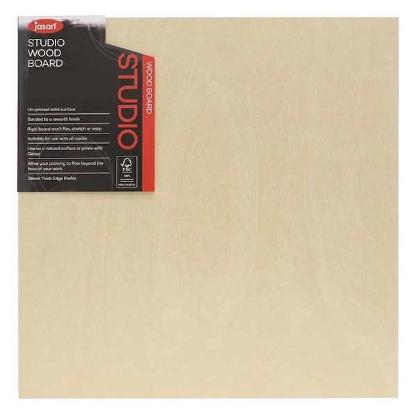 Jasart Studio 1 1/2" Thick Edge 16x16" Wooden Artist Board Art Painting/Drawing