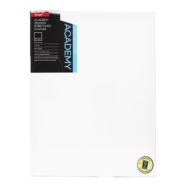 Jasart Academy 30x20" Thick Edge Cotton Stretched Blank Painting Canvas 280GSM