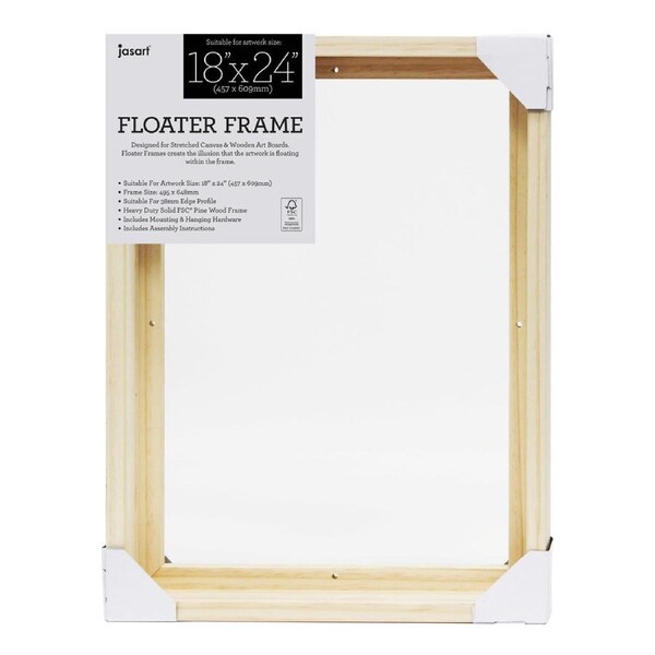 Jasart Thin Edge Artwork 18x24" Wood Floater Canvas Painting Frame Rect Natural