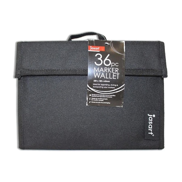 Jasart 36-Marker Wallet Organiser Holder Storage School Stationery 25x18cm Black