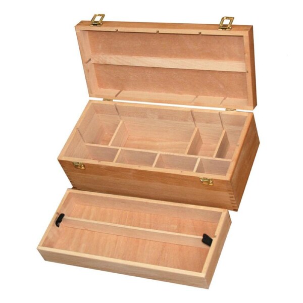 Jasart Artist 2-Tier 40.5x21cm Wooden Storage Organiser Paint Box w/ Handle
