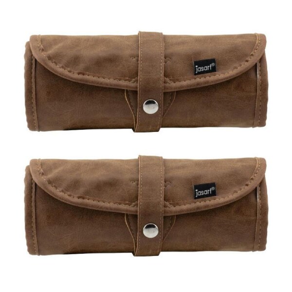 2x Jasart 48-Pencil Wrap Storage Organiser Writing Stationery Holder 24x8cm BRN