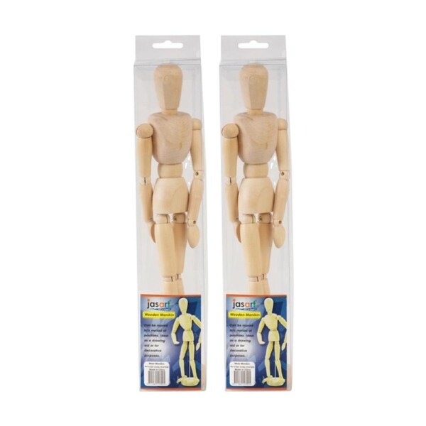 2x Jasart Wooden Manikin Moveable Modelling Reference Drawing Aid 12in Female
