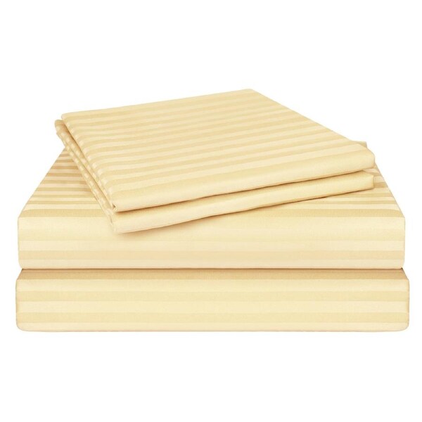 LINENOVA Stripe Sheet Set Modern Style Bedding With 45cm Deep Pocket 8 Colors Beige / Queen