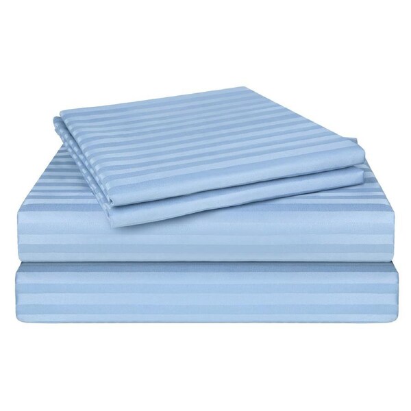 LINENOVA Stripe Sheet Set Modern Style Bedding With 45cm Deep Pocket 8 Colors Light Blue / Double