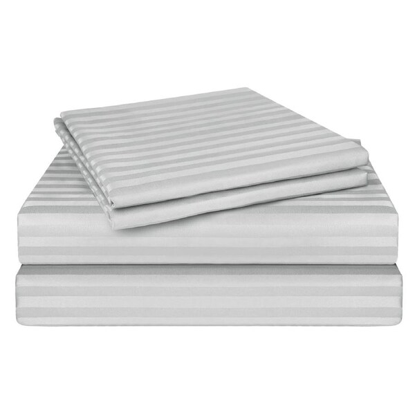 LINENOVA Stripe Sheet Set Modern Style Bedding With 45cm Deep Pocket 8 Colors Silver Grey / King single