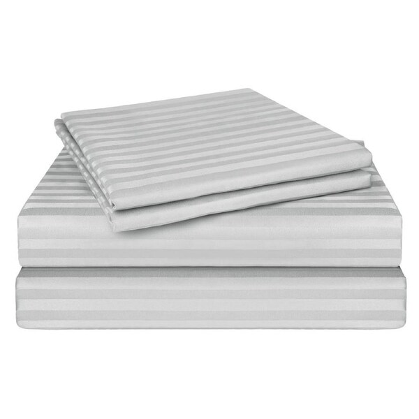 LINENOVA Stripe Sheet Set Modern Style Bedding With 45cm Deep Pocket 8 Colors Silver Grey / King