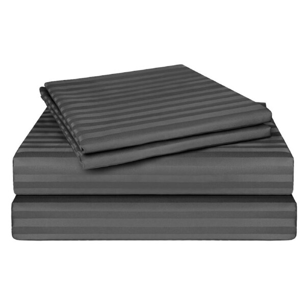 LINENOVA Stripe Sheet Set Modern Style Bedding With 45cm Deep Pocket 8 Colors Deep Grey / King