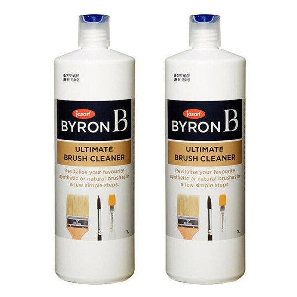 2x Jasart Byron Ultimate 1L Liquid Bottle Painting Craft Brush Bristle Cleaner