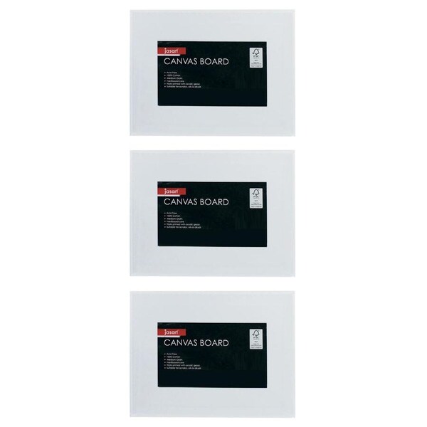 3x Jasart Academy 18x24" Painting/Drawing Cotton Acrylic Canvas Board 280GSM WHT