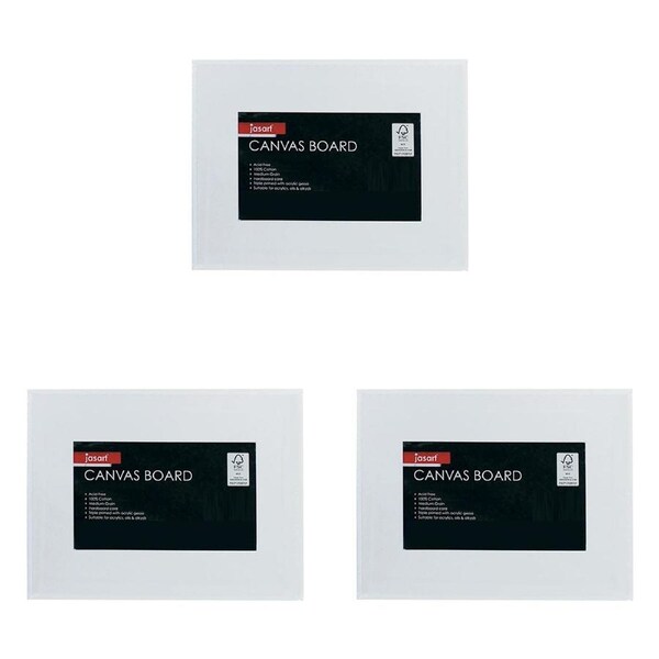 3x Jasart Studio 10x14" Cotton Painting/Drawing Canvas Board Panel 380GSM White