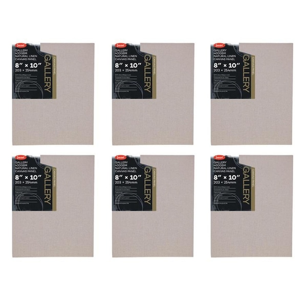 6x Jasart Gallery 8x10" NTRL Linen Painting Canvas Stretched Board Panel 400GSM