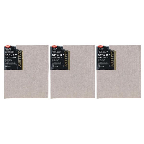 3x Jasart Gallery 10x12" NTRL Linen Painting Canvas Stretched Board Panel 400GSM