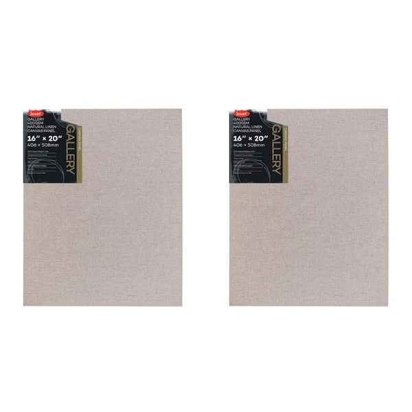 2x Jasart Gallery 16x20" NTRL Linen Painting Canvas Stretched Board Panel 400GSM