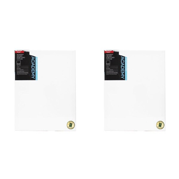 2x Jasart Academy 24x30" Thin Edge Cotton Stretched Painting Canvas 280GSM White