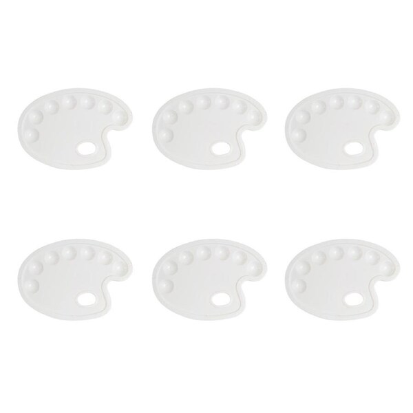6x Jasart Kidney Plastic Palette Mixing Colour Acrylic Paint Craft Tray 17x28cm