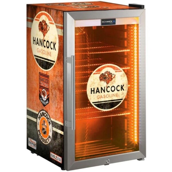 Hancock Vintage Fuel Pump Branded Triple Glazed Alfresco 98 Litre Bar Fridge With LED Strip Lights
