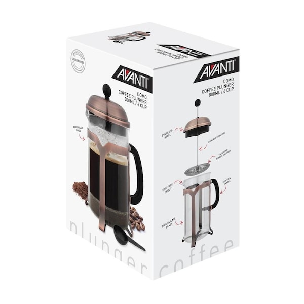Avanti Domo Copper 6 Cup Coffee Plunger 800ml