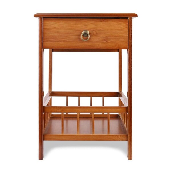 Bamboo Side Table with Drawer: Multi-Functional Sofa End Table for Plant, Flower Pot, and Storage