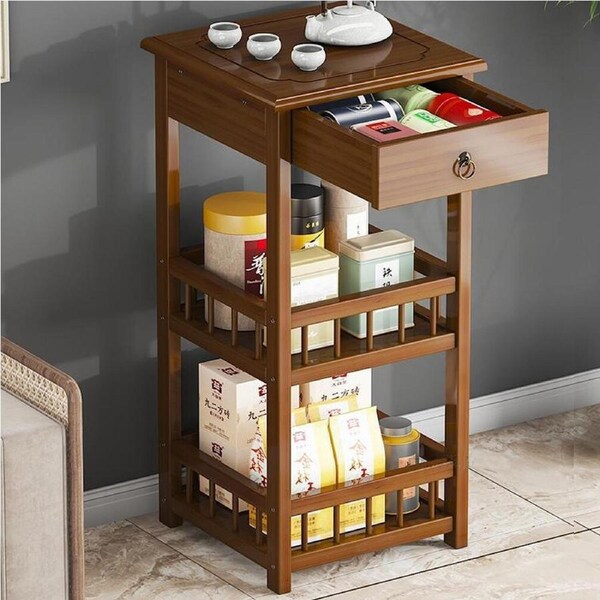 Bamboo Side Table with Drawer: Multi-Functional Sofa End Table for Plant, Flower Pot, and Storage
