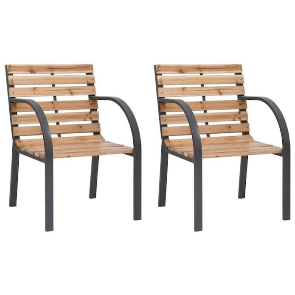 Fin 2X Solid Wood Fir Garden Chairs Outdoor Seating Patio Dining Chair