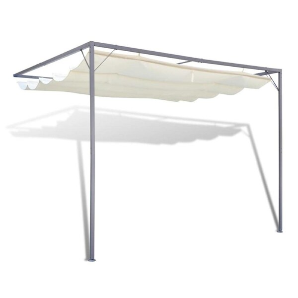 Patio Awning Steel Frame Retractable Roof Canopy Outdoor Wall Gazebo Shade 3x3m