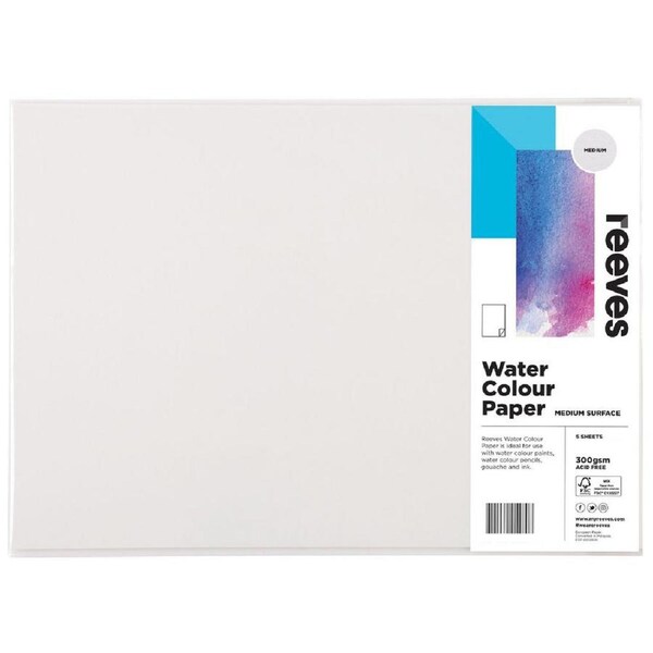 5pc Reeves Water Colour Medium Texture Premium Quality Paper A2 300gsm