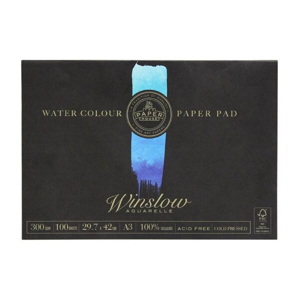 The-Paper-House Winslow A3 Water Colour Art Draw/Paint Pad 100 Sheets 300gsm