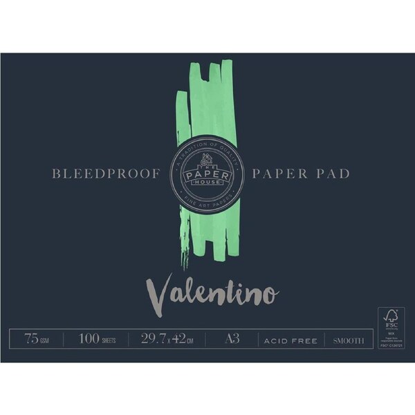 The-Paper-House Valentino A3 Size Bleedproof Art Draw/Paint Pad 100 Sheets 75gsm