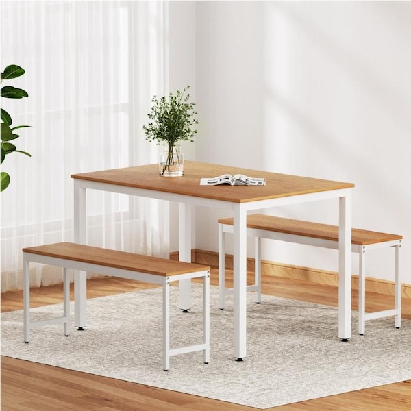 1 Artiss Dining Table and 2 Chairs Bench Set