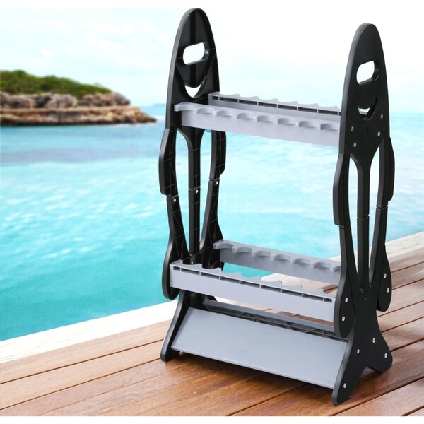 16 Storage Seamanship Fishing Rod Holder Rack Fishing Pole Stand Garage Organizer Holds