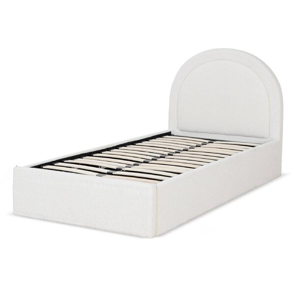 Antoni Single Sized Bed Frame - Ivory White Boucle with Storage