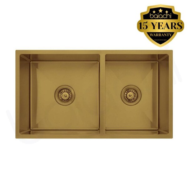 780X440mm Handmade Laundry Kitchen Sink Top/Under Mount Brushed Gold