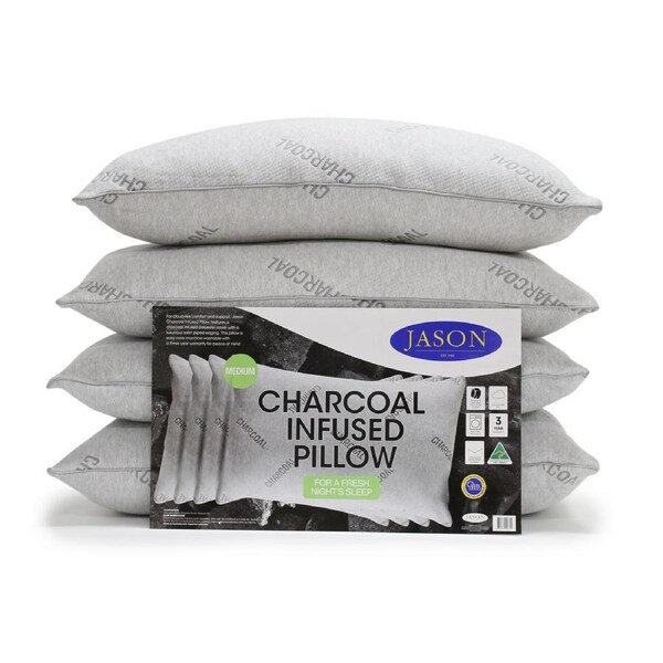 Jason 4 Pack Charcoal Infused Pillows Australian Made Medium