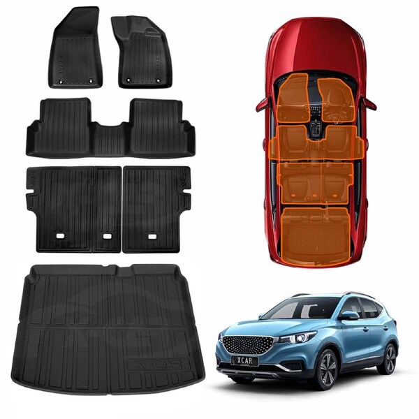 3D Floor Mats Boot Liner Set for MG ZS/ZST Petrol 2018-2024 All Weather Heavy Duty Cargo Kick Mats Back Seat Protector Cover