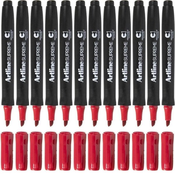 Artline Supreme Permanent Marker Chisel Red Box 12